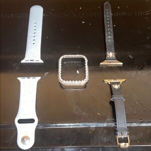 Apple Watch  (2) Silver and Black Smartwatch Band Set & bumper